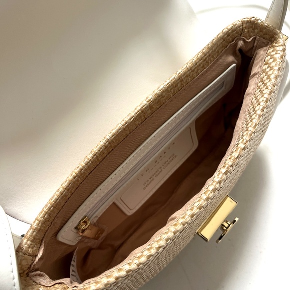 NWT TED BAKER Sadie May Flap CrossBody Bag Straw White Classic Summer Woven - Picture 11 of 12